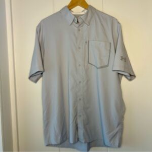 Under Armour Men's Light Gray Button Down Heatgear Shirt size L